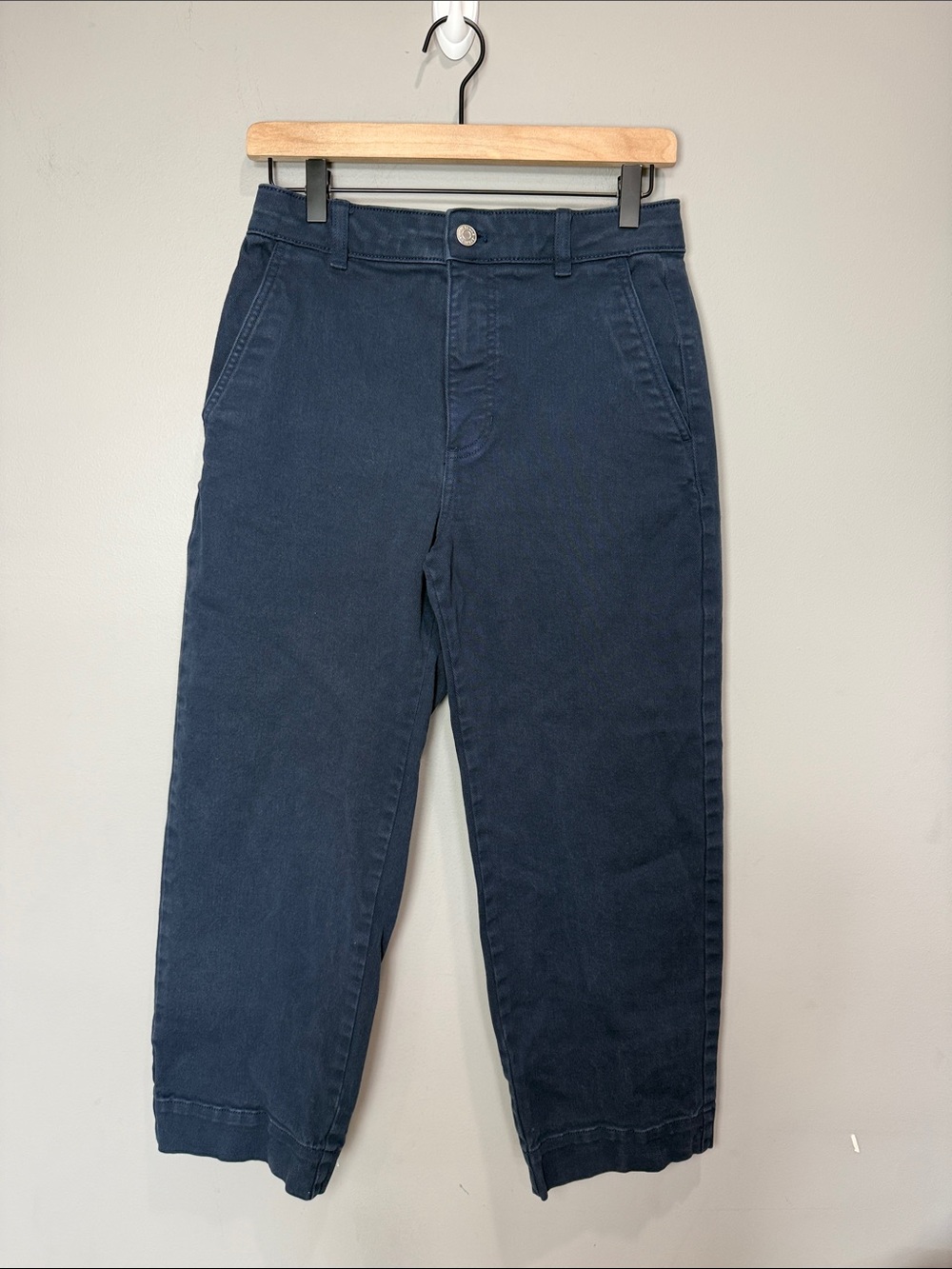Everlane Organic Cotton Cropped Wide Leg Pants Navy Size 4R